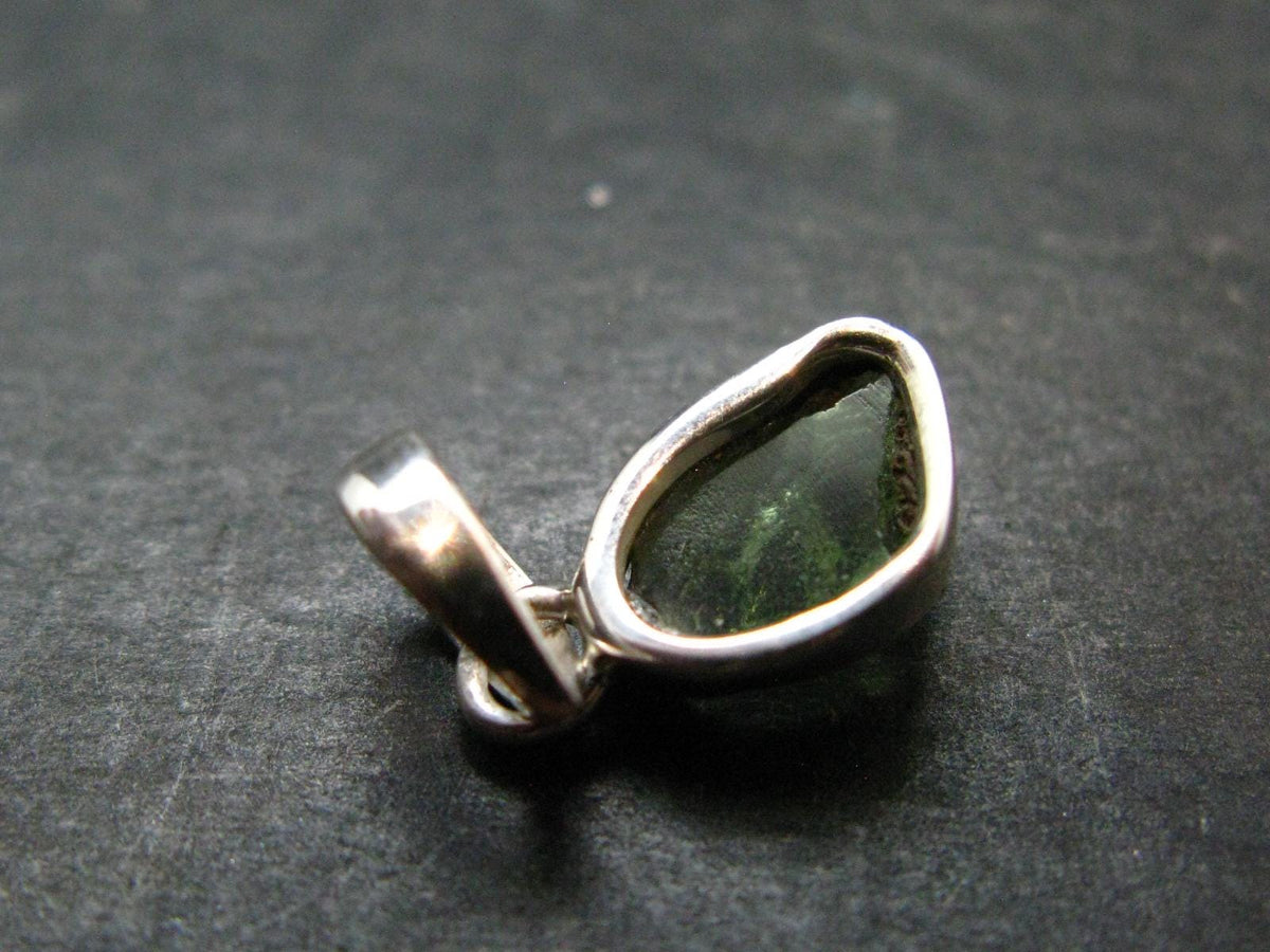 Moldavite Tektite Silver Pendant from Czech Republic - 0.8" - 1.17 Grams
