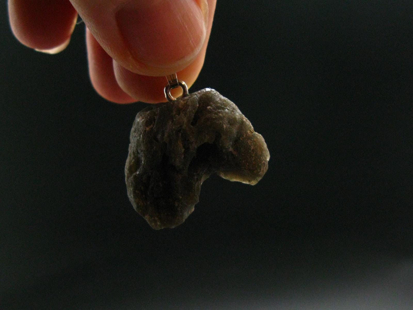 Meteor Splash Glass!! Fabulous Asymmetrical Rare Darwin Glass Tektite Pleistocene Silver Pendant From Australia - 1.0" - 5.53 Grams