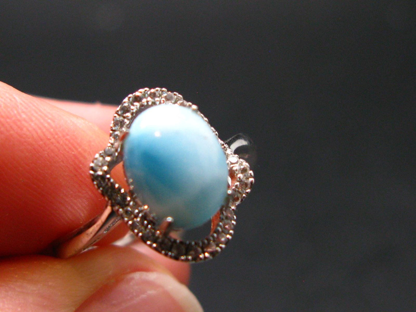 Larimar AAA Quality Sterling Silver Ring - Size 6 - 2.70 Grams
