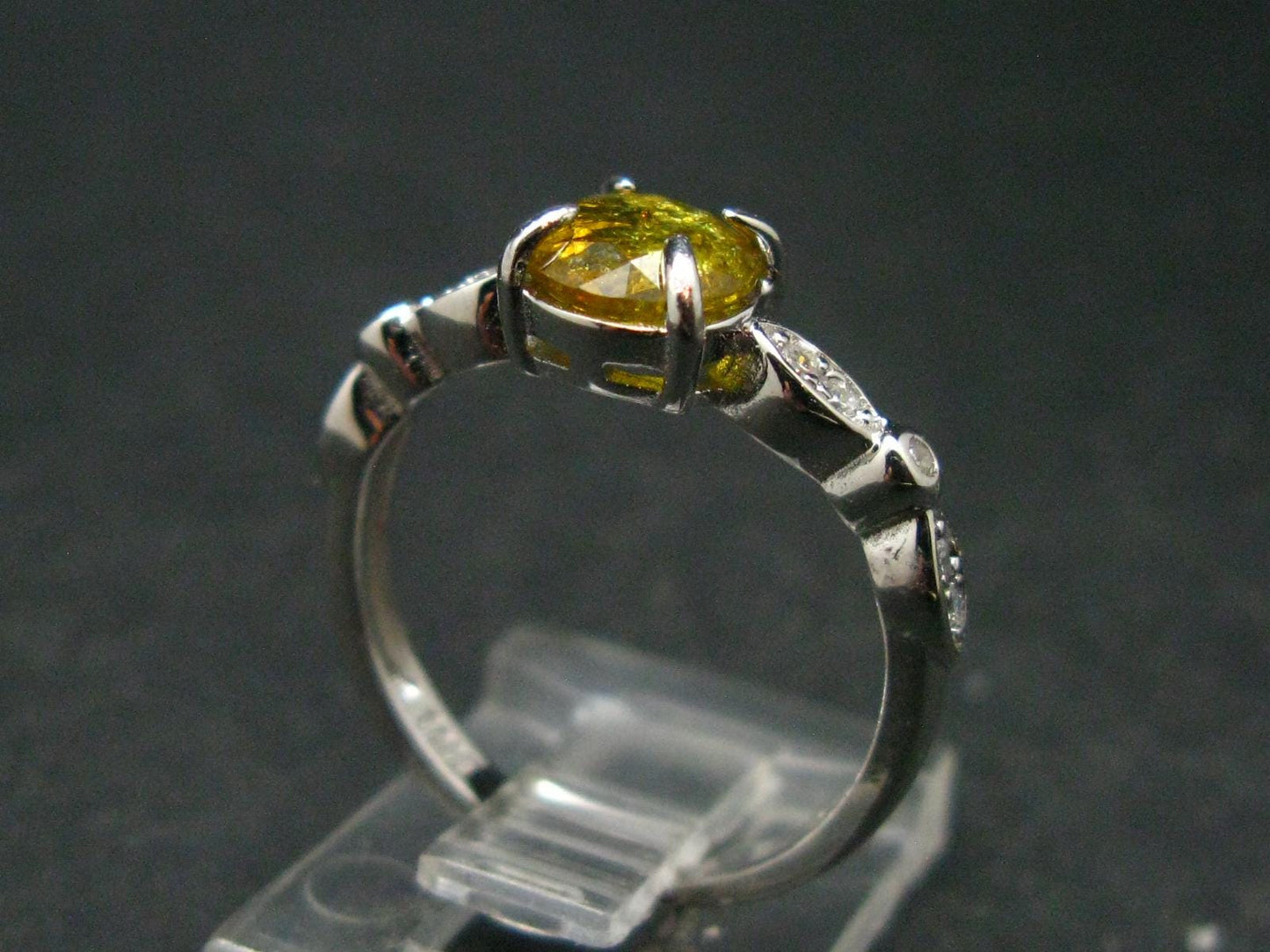 Gem Vesuvianite Idocrase Silver Ring From Canada - 1.10 Carats - Size 6