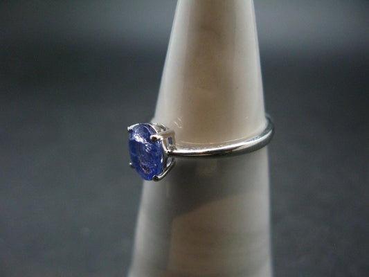 Faceted Tanzanite Zoisite Sterling Silver Ring from Tanzania - Size 7.75