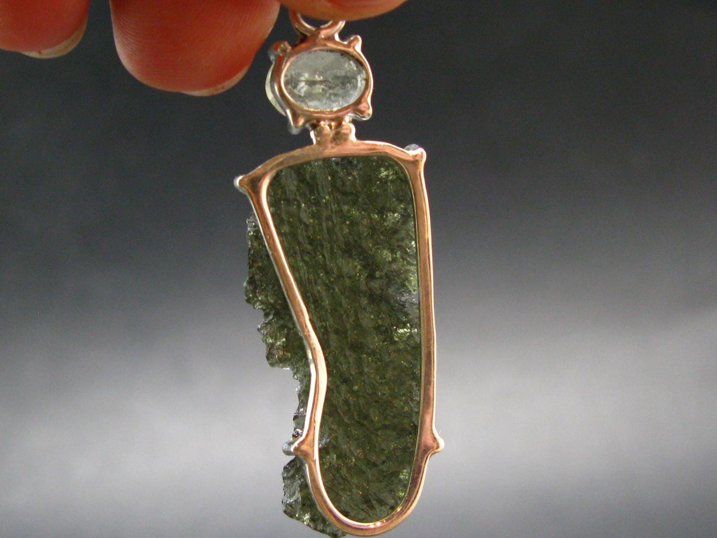 Moldavite & Libyan Tektite Silver Pendant - 2.1" - 5.9 Grams