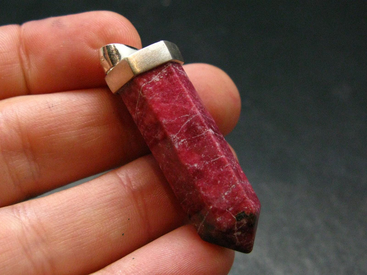Thulite Silver Pendant From Norway - 1.8"