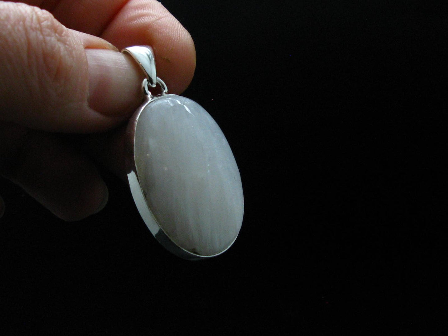 Scolecite Silver Plated Pendant From India - 1.6" - 7.99 Grams