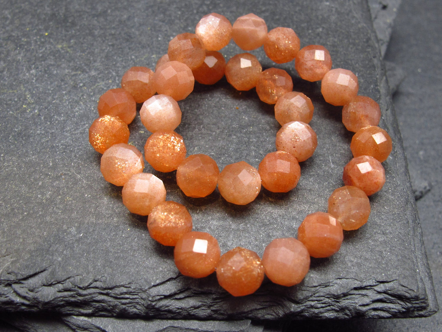 Sunstone Genuine Bracelet ~ 7 Inches ~ 6mm Facetted Beads