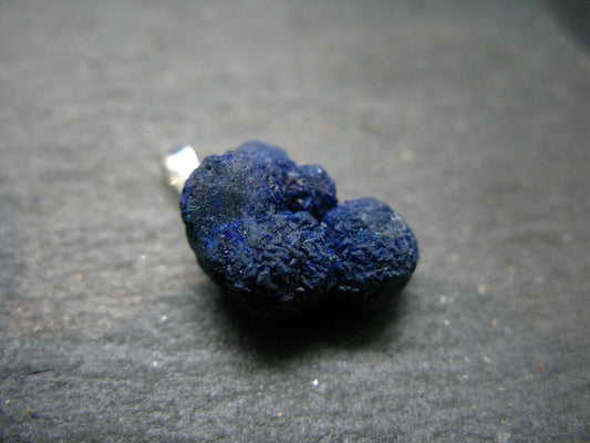 Azurite Nodule Crystal Sterling Silver Pendant from Russia - 0.9" - 3.66 Grams