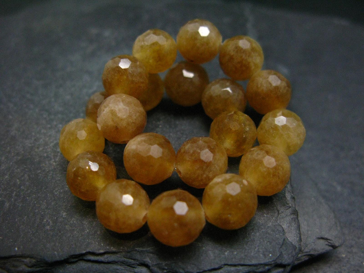 Rare Golden Apatite Genuine Bracelet From Mexico ~ 7 Inches ~ 10mm Facetted Beads