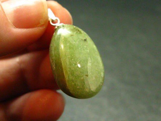 Green Kyanite Crystal Silver Pendant From Tanzania - 1.2"