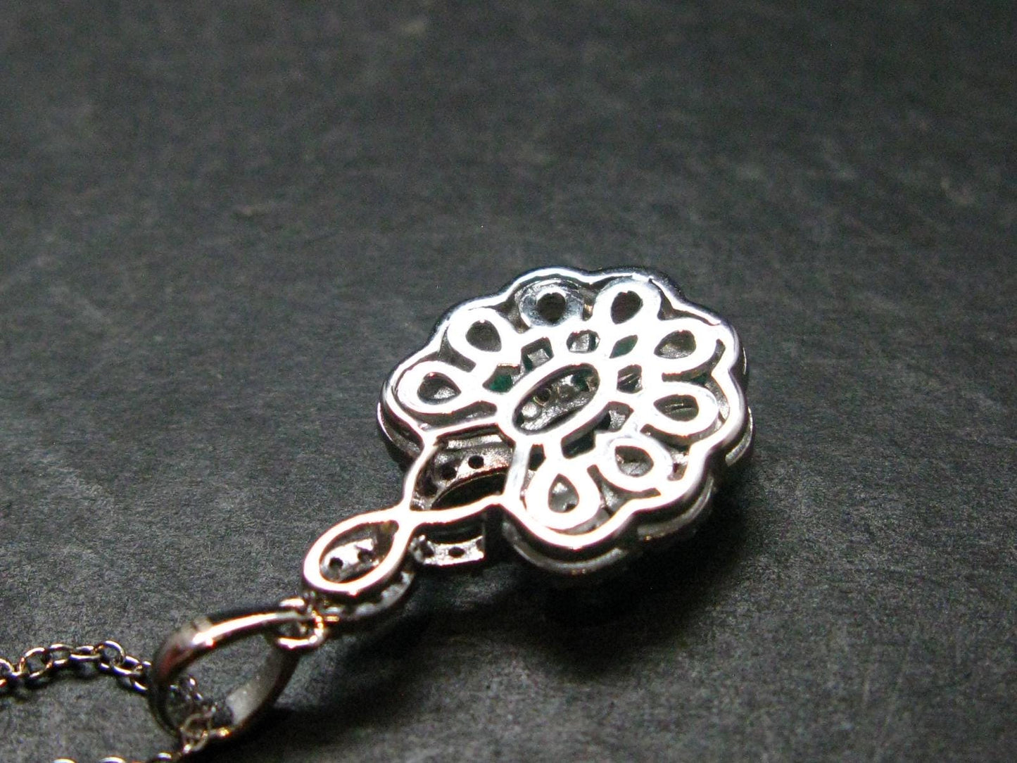 Emerald Silver Pendant W/Chain From Colombia - 3.68 Grams Total