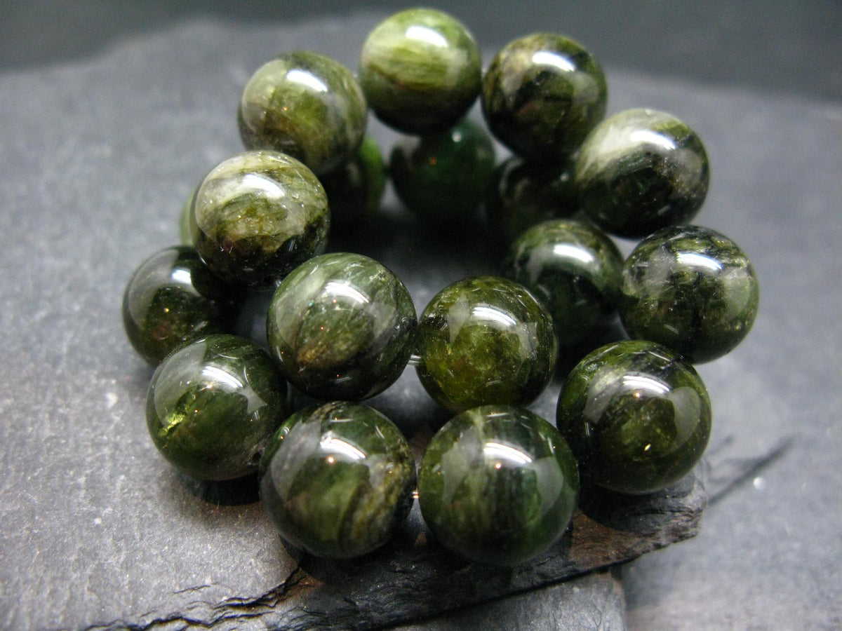Green Gem Tourmaline Genuine Bracelet ~ 7 Inches ~ 12mm Round Beads