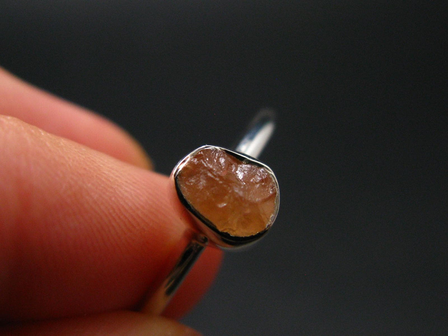 Hessonite Garnet Silver Ring From Canada - Size 7 - 1.93 Grams