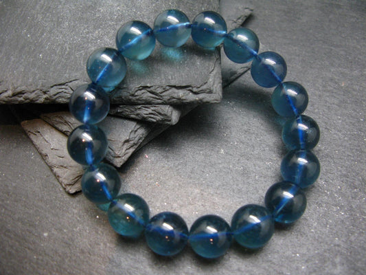 AAA Grade Gem Santa Maria Aquamarine Genuine Bracelet ~ 7.5 Inches ~ 13mm Round Beads