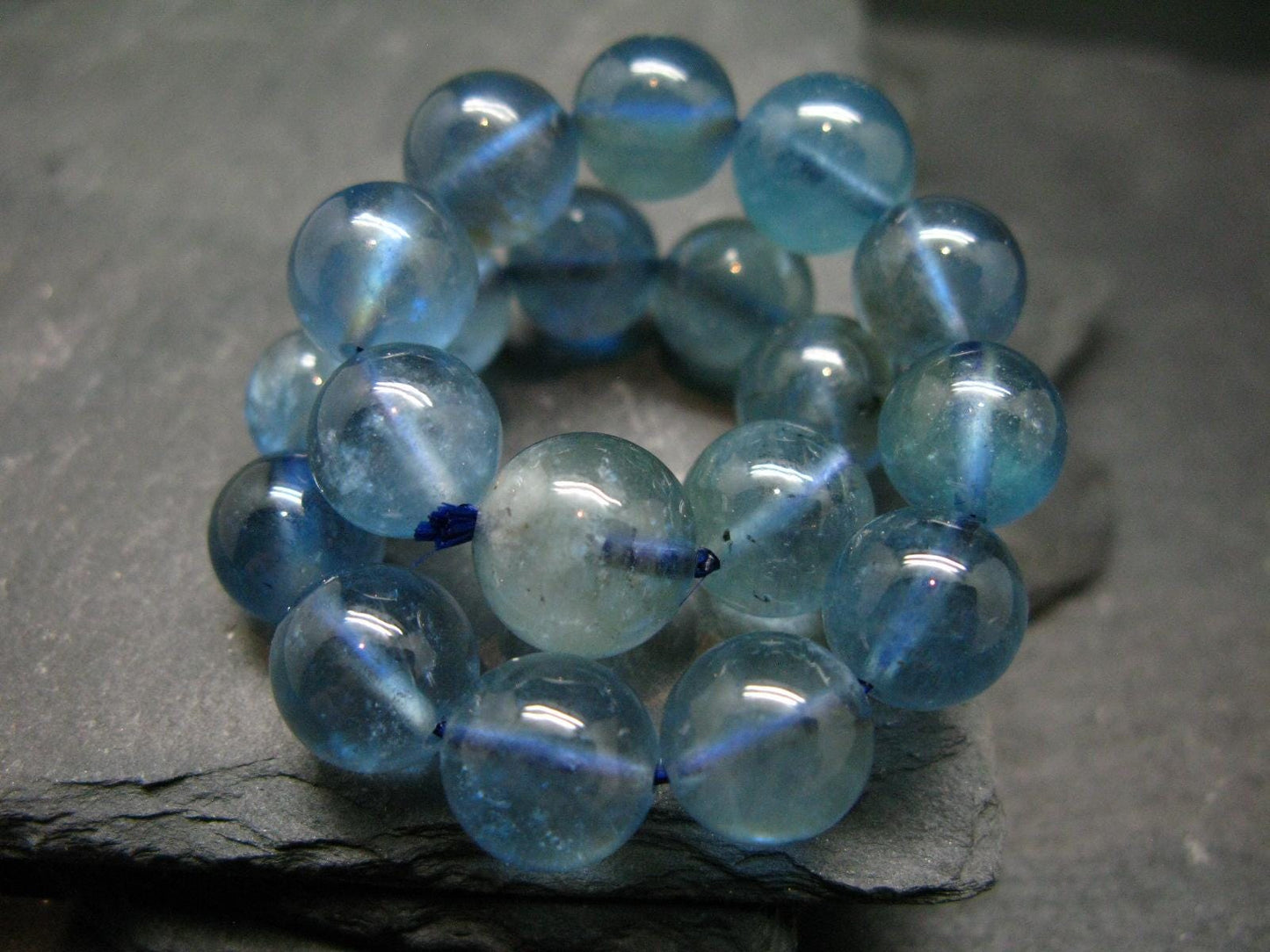 AAA Grade Gem Santa Maria Aquamarine Genuine Bracelet ~ 7.5 Inches ~ 10mm Round Beads