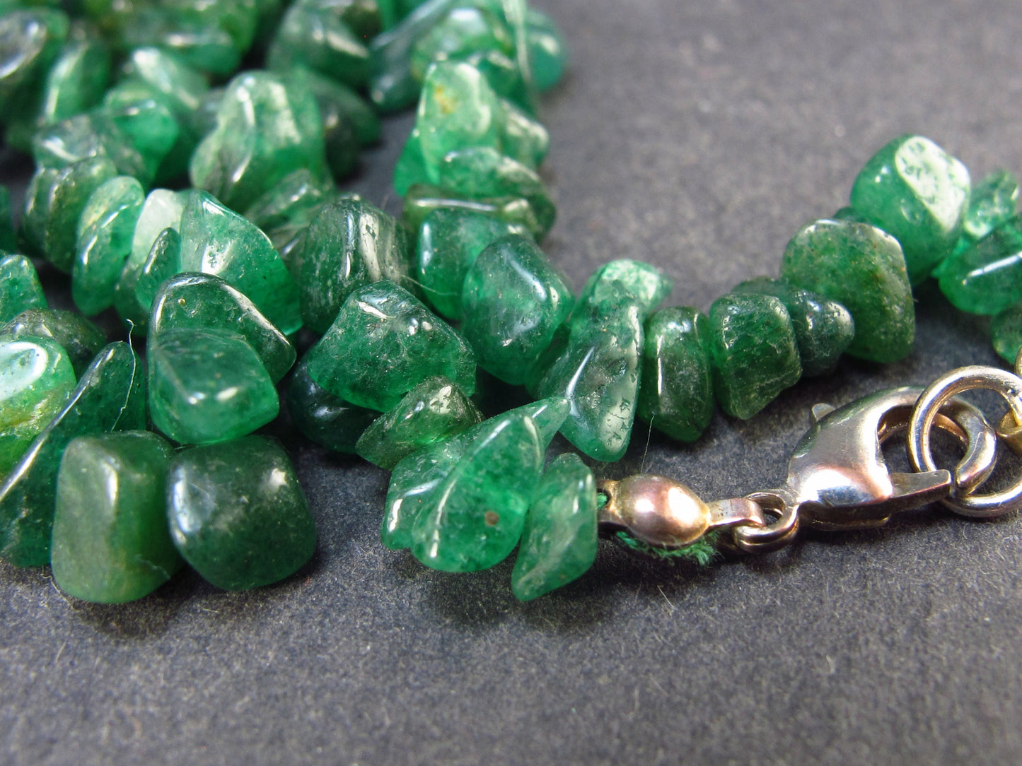 Lot of 3 Green Aventurine Tumbled Beads Necklaces from India - 18"