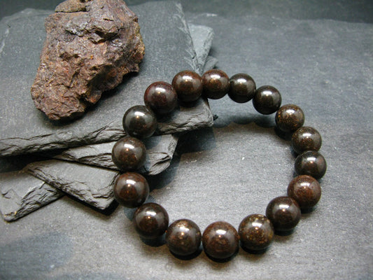 Meteorite Chondrite Genuine Bracelet ~ 7 Inches ~ 12mm Round Beads