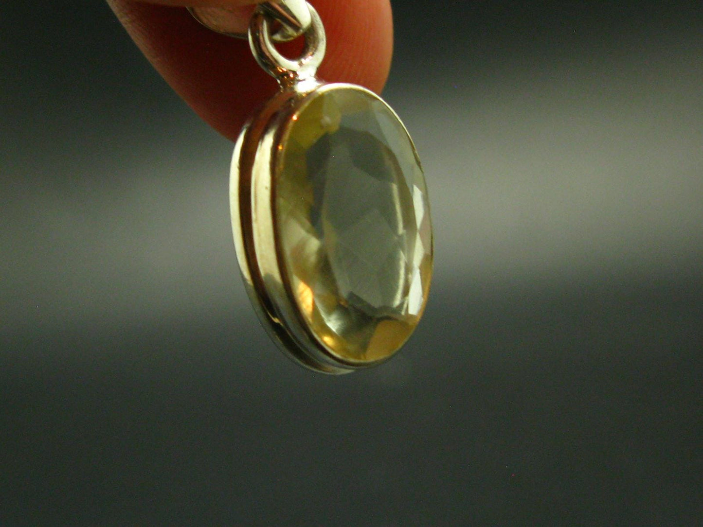 Gem Libyan Desert Glass Tektite Faceted Pendant Sterling Silver from Libya - 1.1" - 3.88 Grams