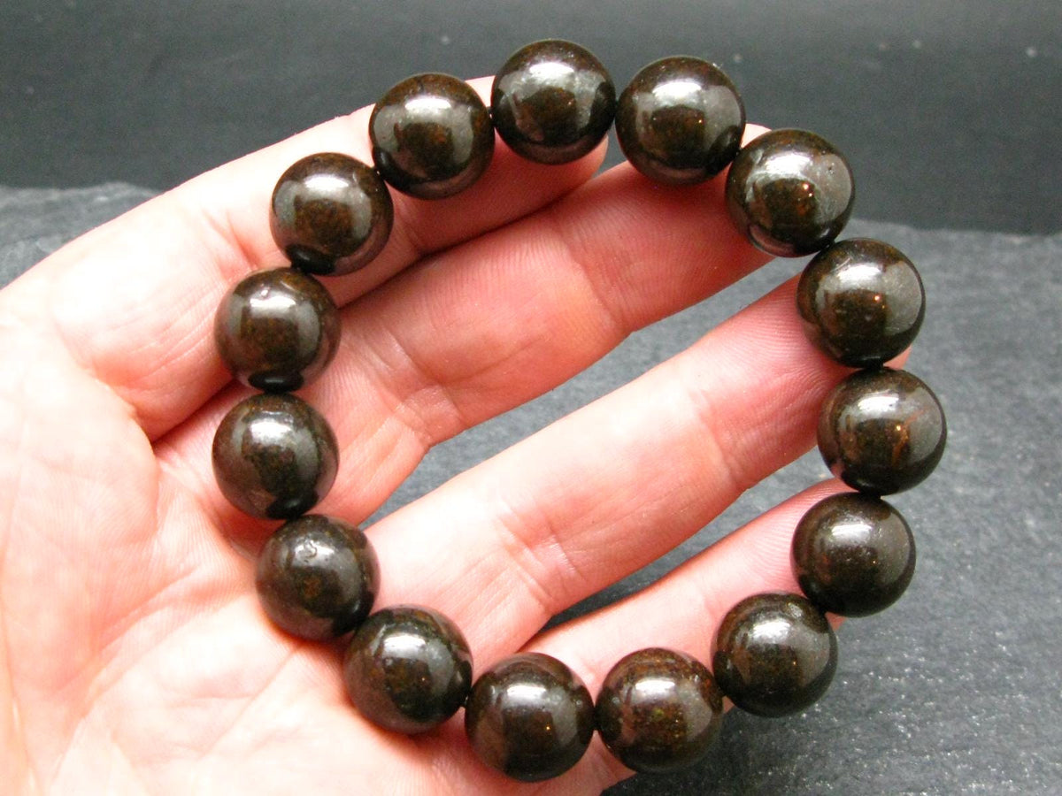 Meteorite Chondrite Genuine Bracelet ~ 7 Inches ~ 14mm Round Beads