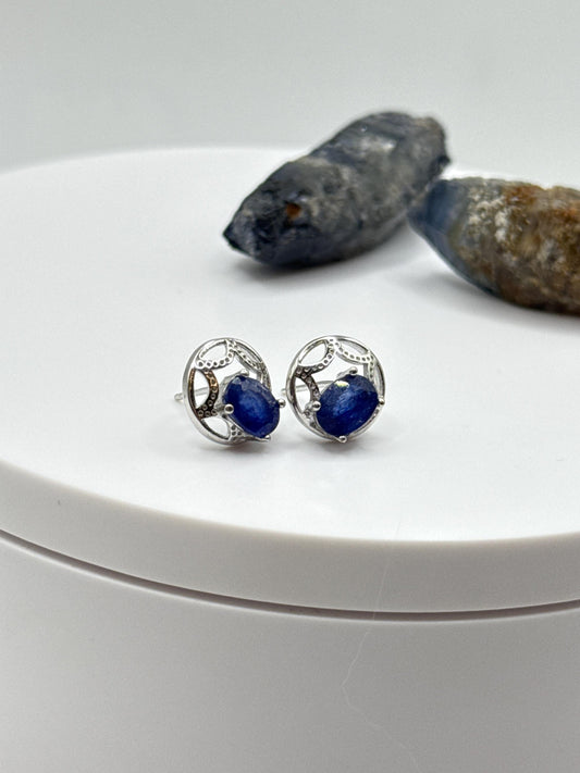 Vintage Sterling Silver Sapphire Stud Earrings | September Birthstone
