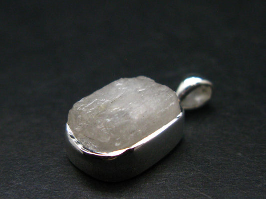 Raw Rare Natrolite Crystal Silver Pendant From Russia - 0.7" - 1.43 Grams