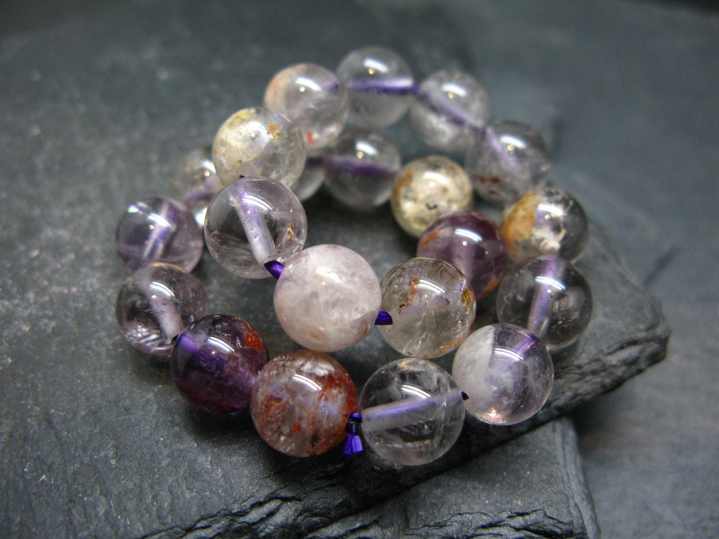 Purple Quartz Genuine Bracelet ~ 7 Inches ~ 9mm Round Beads