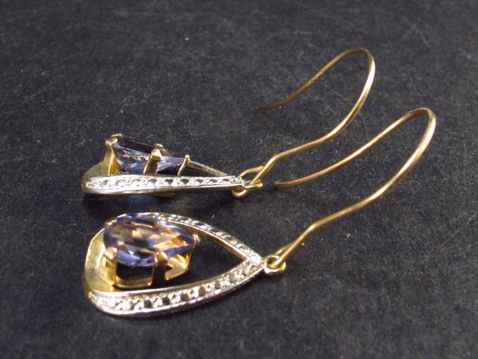 Elegant Natural Tanzanite (Zoisite) 925 Silver Dangle Earrings From Tanzania - 1.4 Grams - 1.2"