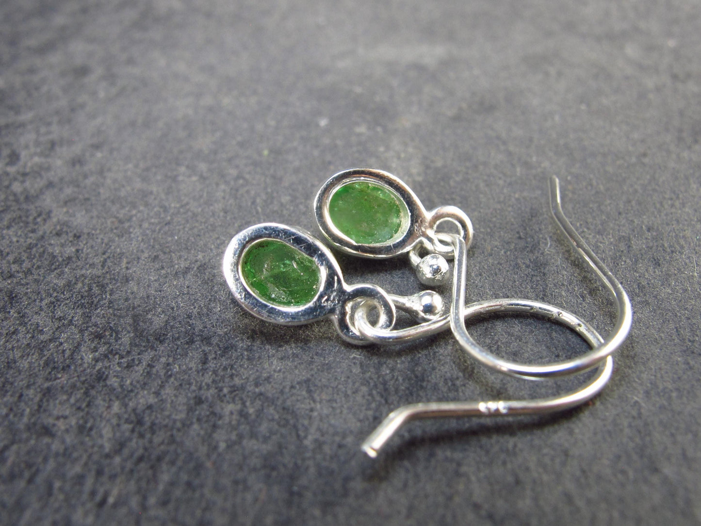 Tsavorite Gem Green Garnet Sterling Silver Earrings from Tanzania - 1.58 Grams