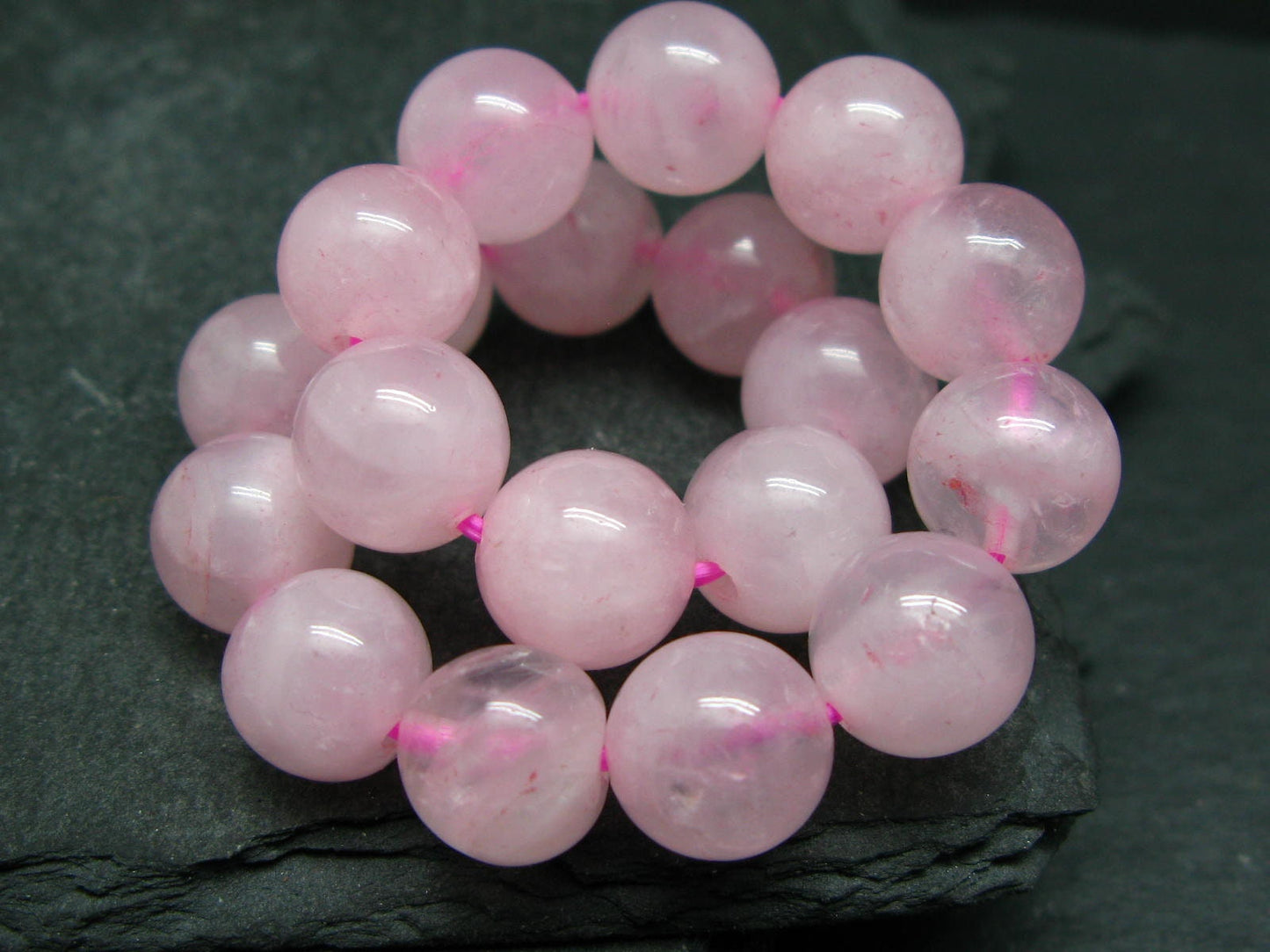 Rose Quartz Genuine Bracelet ~ 7 Inches ~ 10mm Round Beads