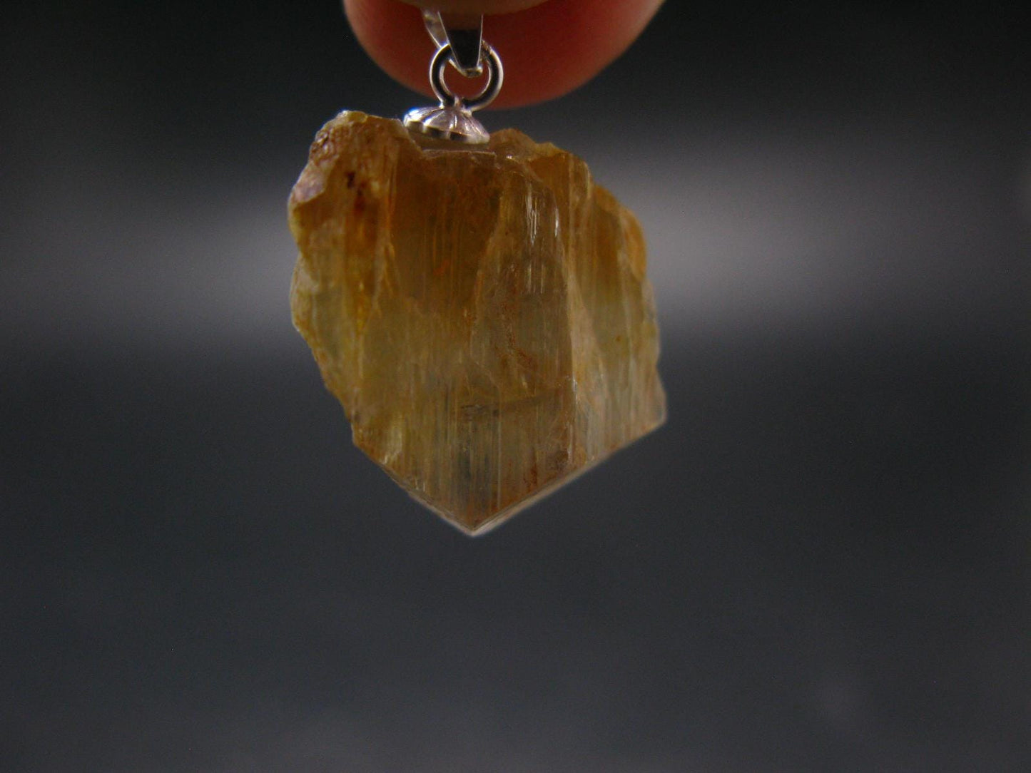 Gem Color Change See-Thru Straw Terminated Crystal Diaspore Crystal Silver Pendant From Turkey - 1.0" - 4.52 Grams