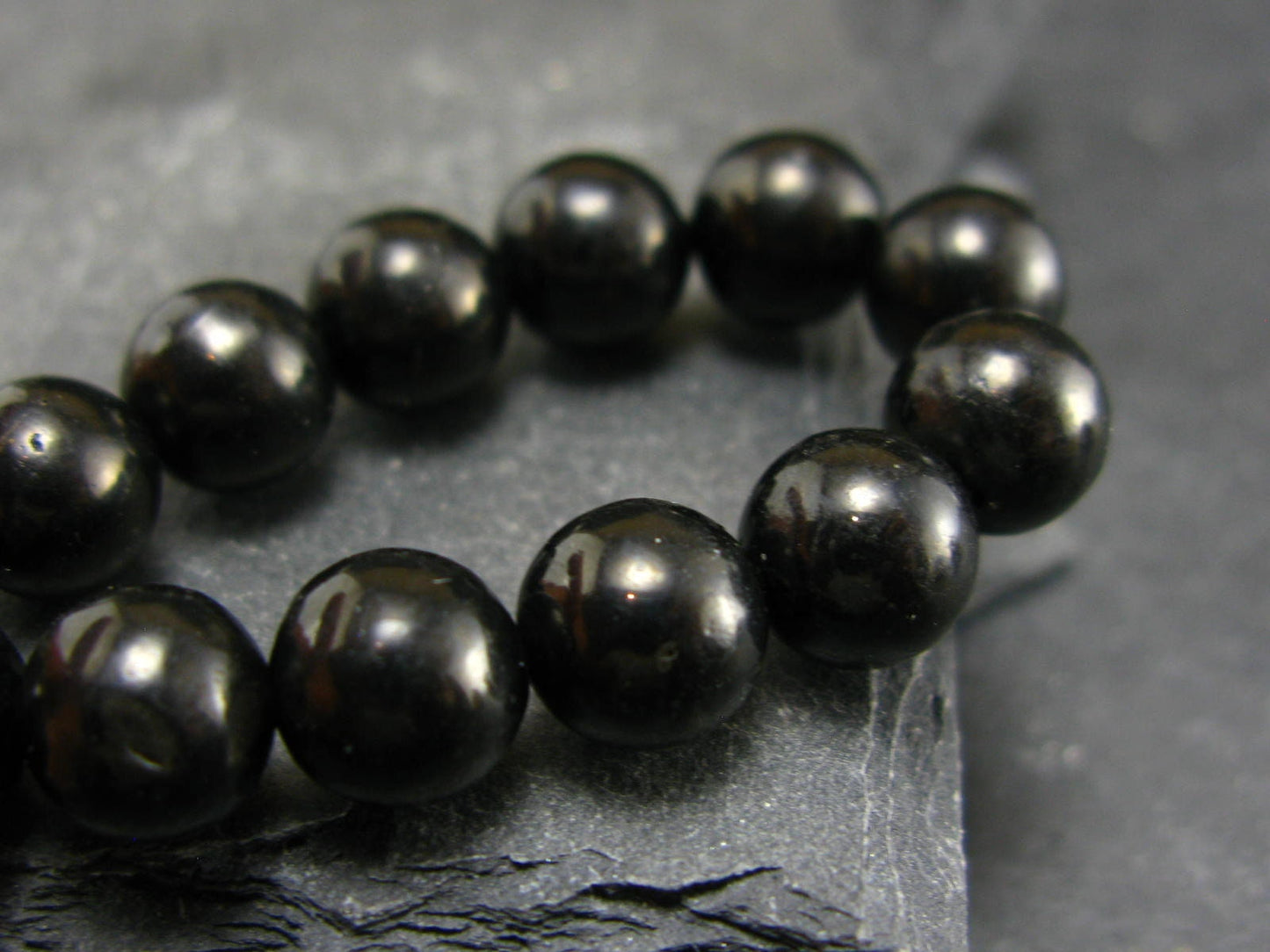 Whitby Jet Genuine Bracelet From UK ~ 7 Inches ~ 8mm Round Beads