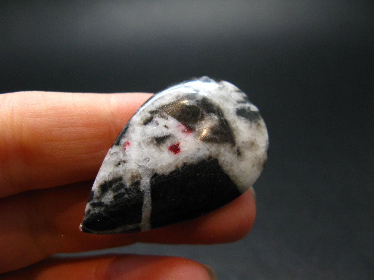 Cinnabar in Dolomite Cabochon from China - 5.79 Grams - 37 x 24 mm