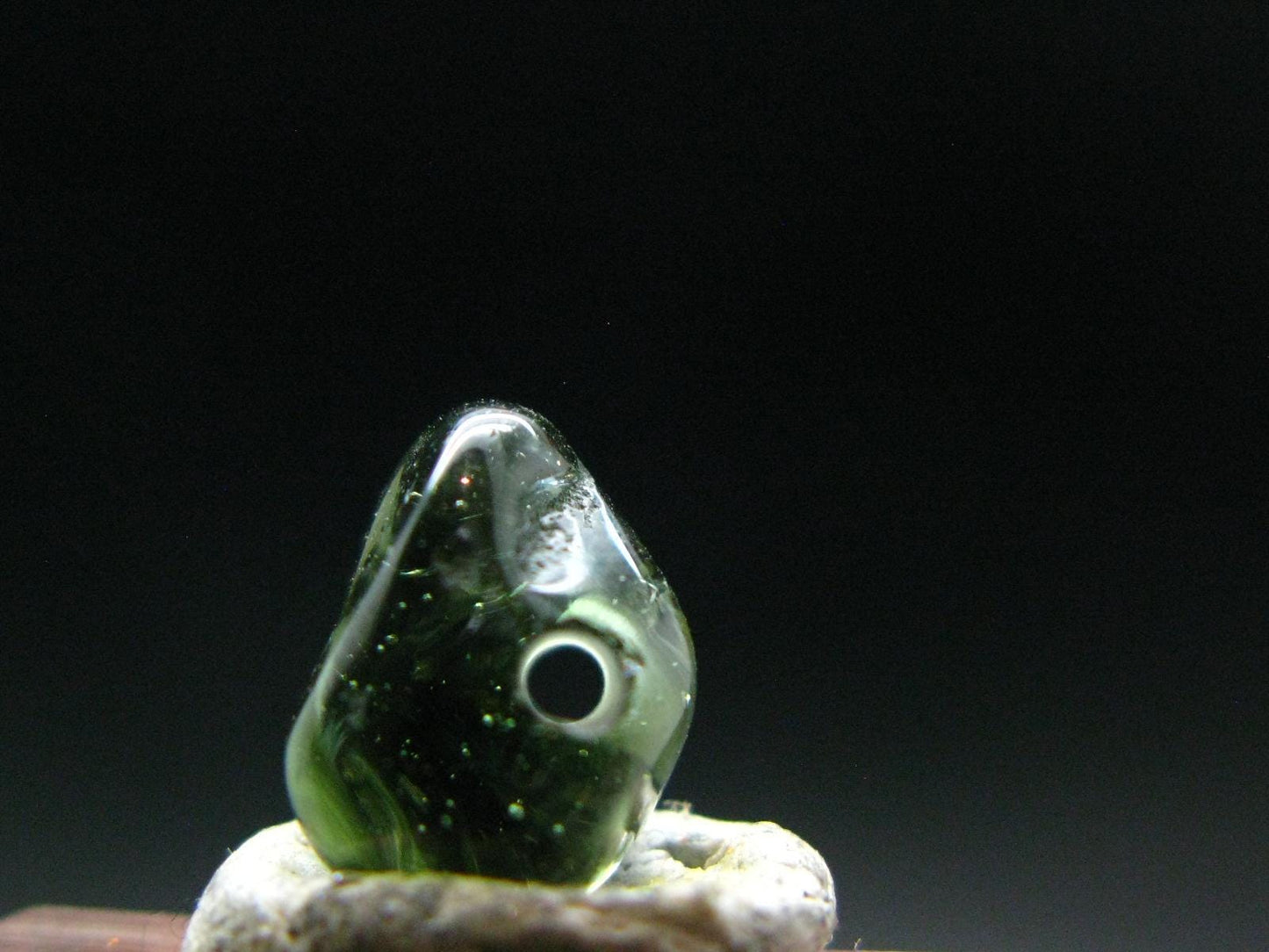 Moldavite Tektite Tumbled Bead from Czech Republic - 9 mm - 2.55 Carats