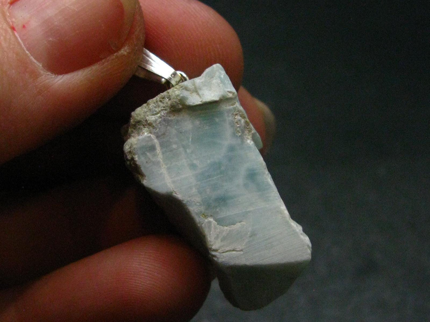 Rare Blue Larimar Pectolite Silver Pendant From Dominican Republic - 1.3" - 6.09 Grams