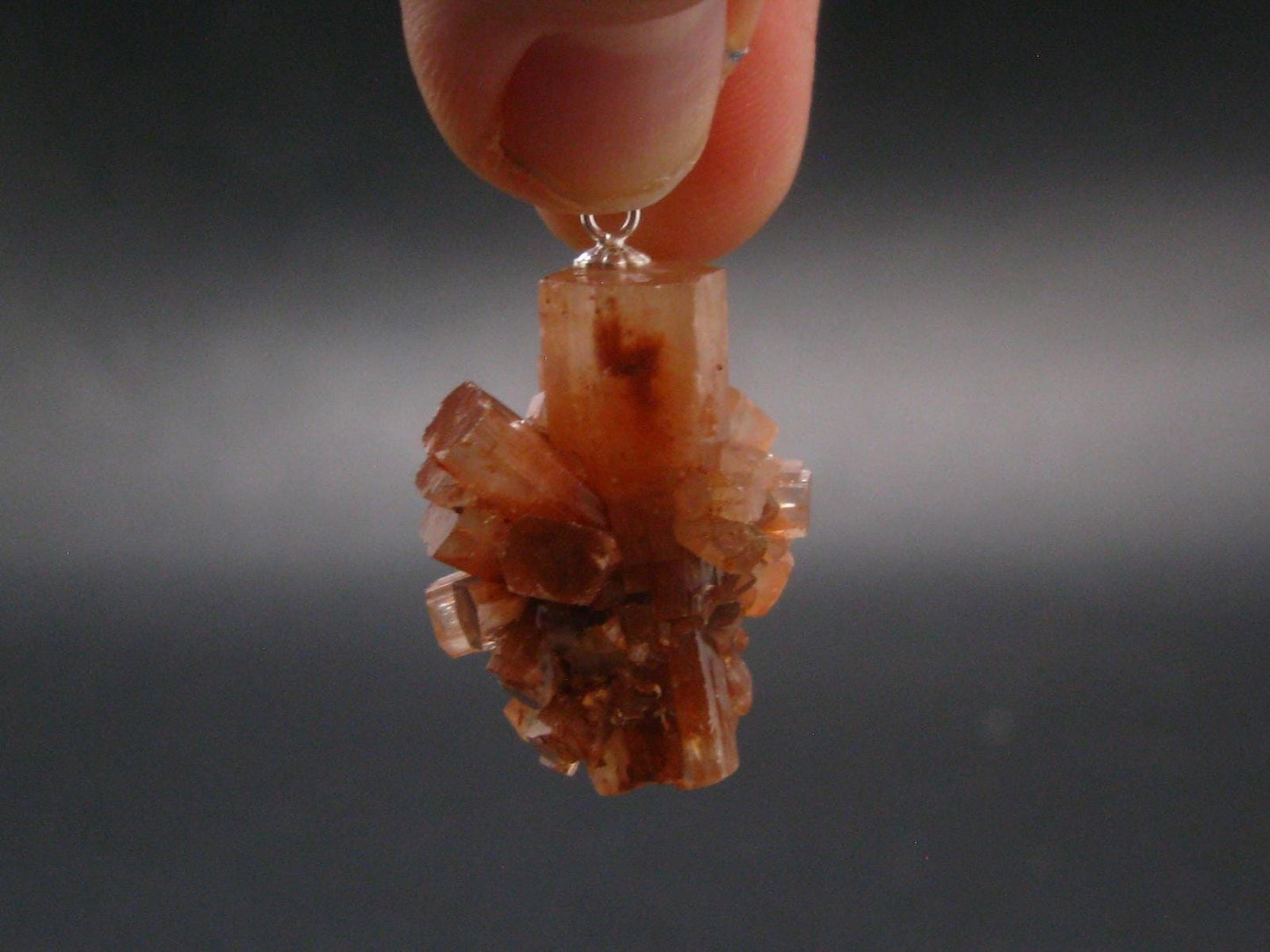 Terminated Aragonite Crystal Silver Pendant from Morocco - 1.3" - 8.41 Grams