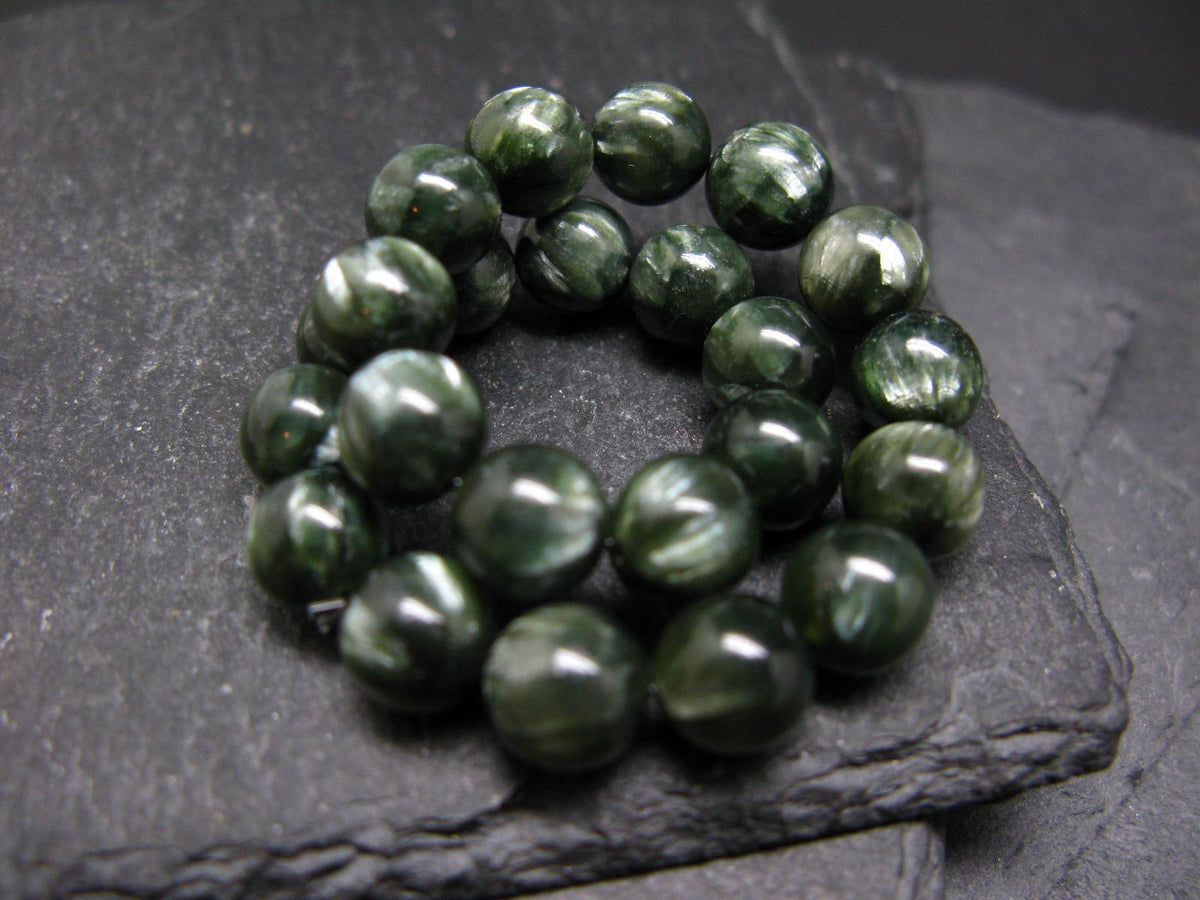 AAA Grade Seraphinite Clinochlore Genuine Bracelet ~ 7 Inches ~ 8mm Round Beads