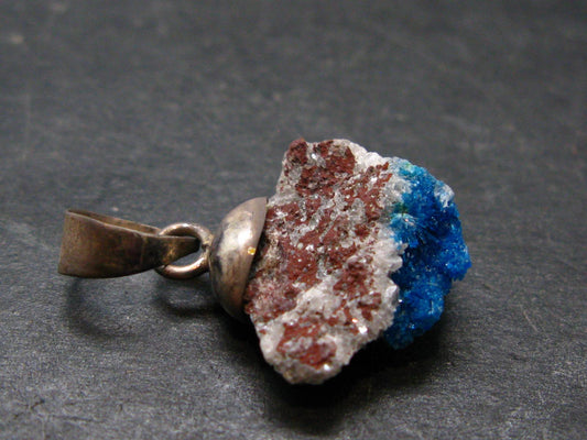 Cavansite Crystal Pendant In Sterling Silver From India - 1.0" - 1.57 Grams