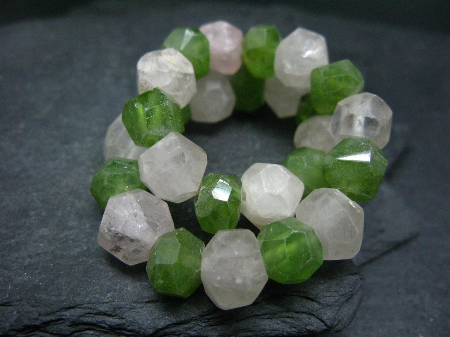 Peridot & Topaz Genuine Bracelet ~ 8 Inches ~ Facetted Beads