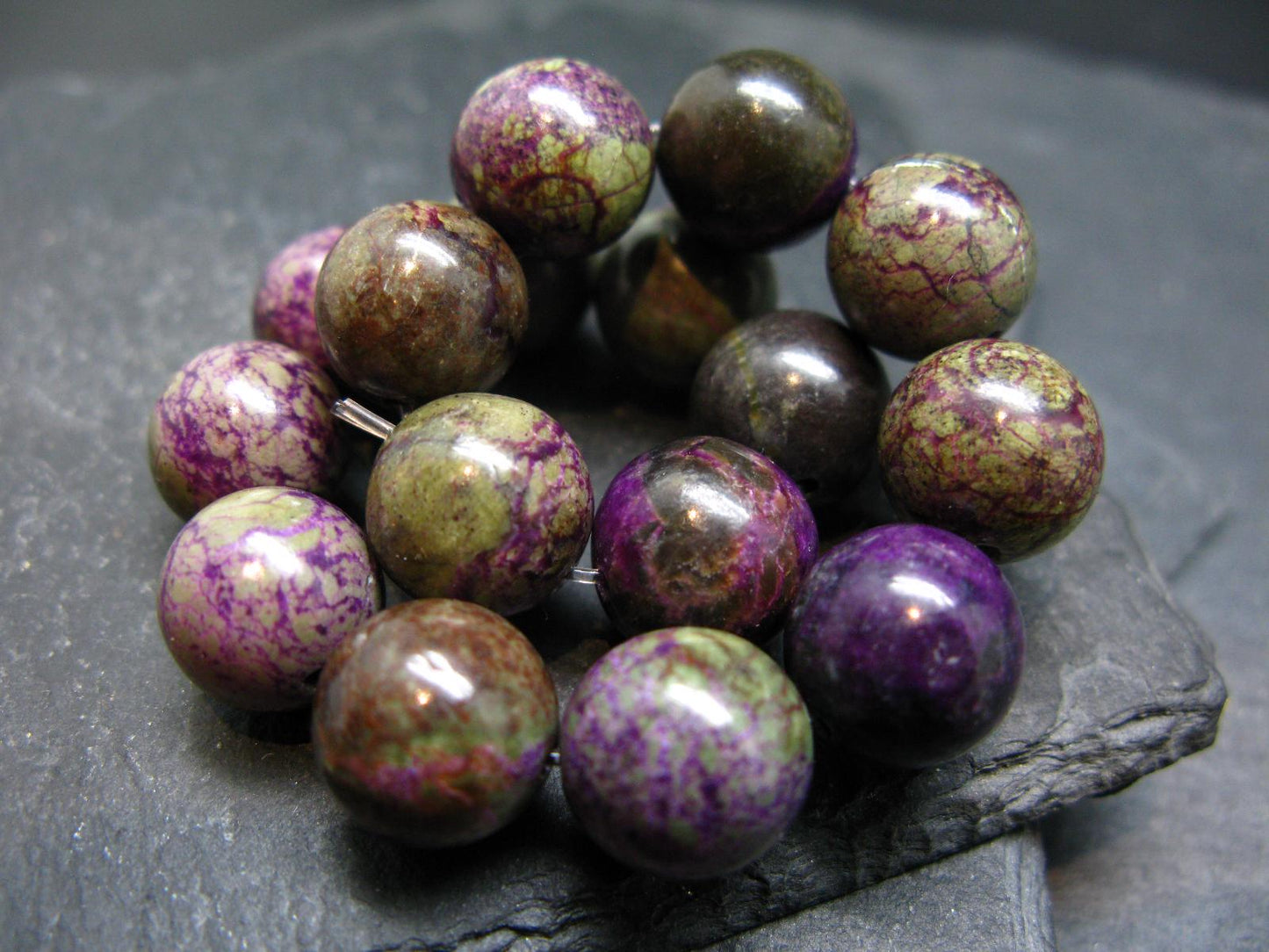 Atlantasite (Stichtite & Serpentine) Genuine Bracelet ~ 7 Inches ~ 12mm Round Beads