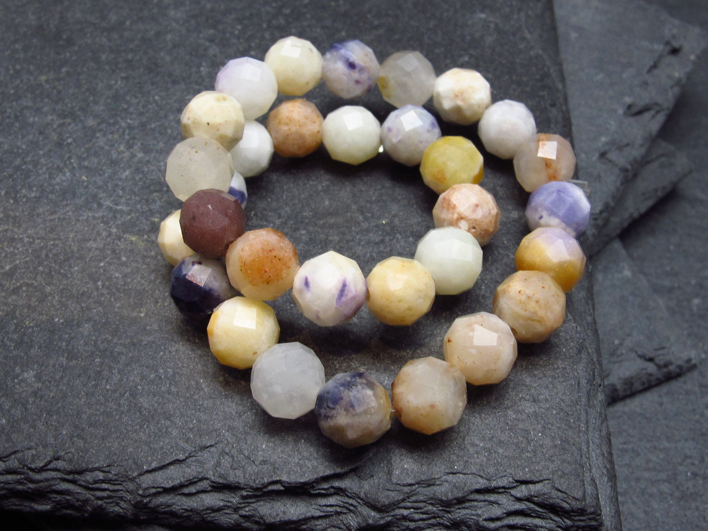 Tiffany Stone Violet Opal Genuine Bracelet ~ 7 Inches ~ 6mm Round Facetted Beads