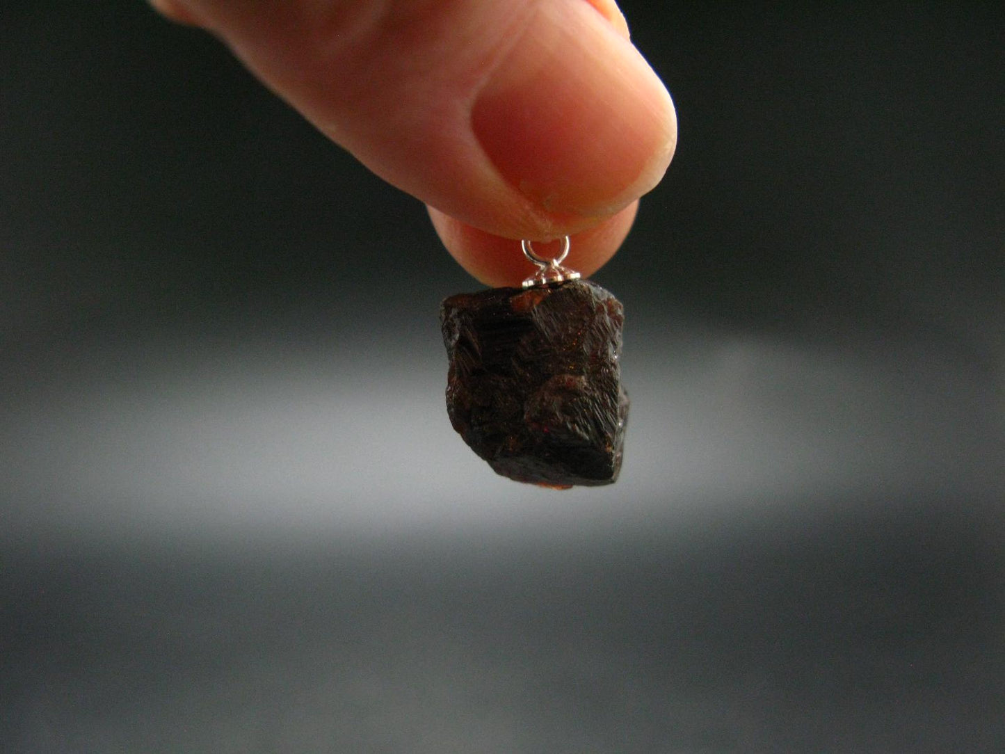 Gem Spessartine Spessartitne Garnet Pendant in SS From Brazil - 0.8" - 3.25 Grams