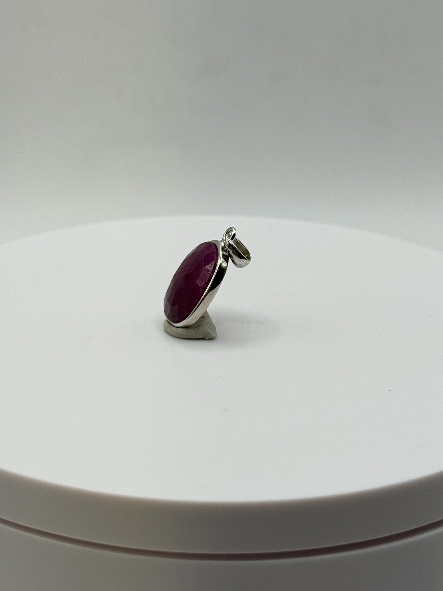 Natural Ruby Sterling Silver Pendant | July Birthstone