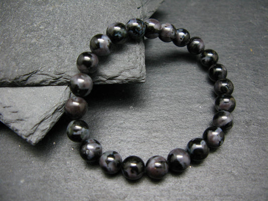 Gabbro Mystic Merlinite Genuine Bracelet ~ 7 Inches ~ 8mm Round Beads