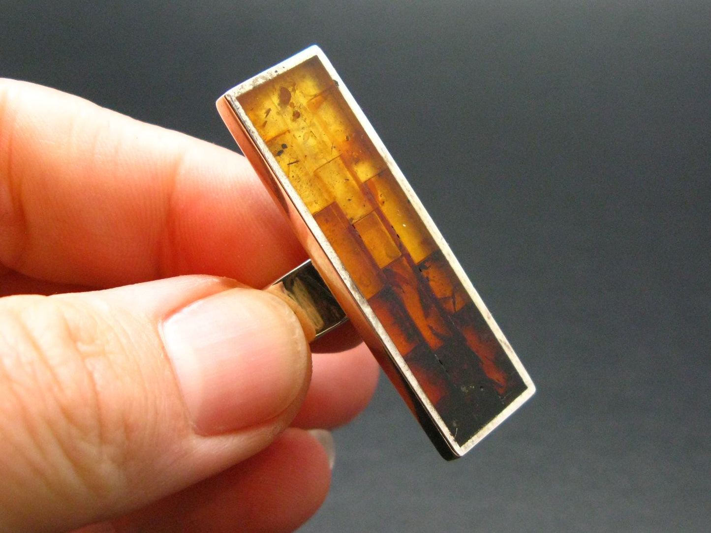 Natural Baltic Amber 925 Silver Ring - Size Adjustable