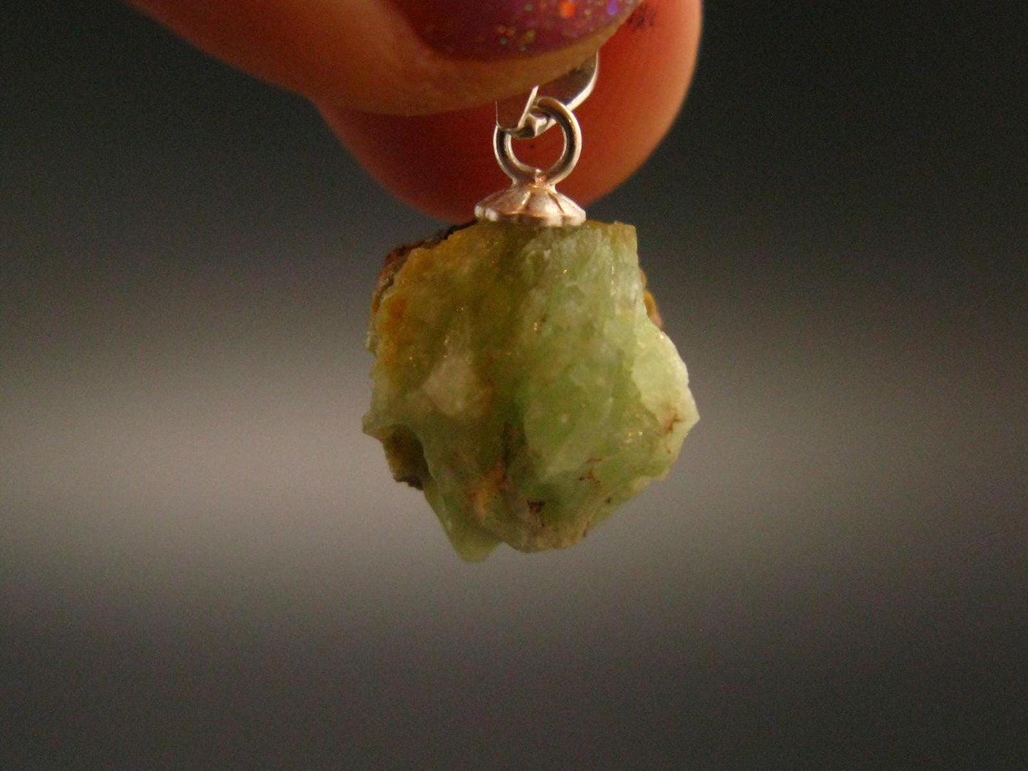 Very Rare Phosphophyllite Silver Pendant From Bolivia - 0.7" - 1.93 Grams