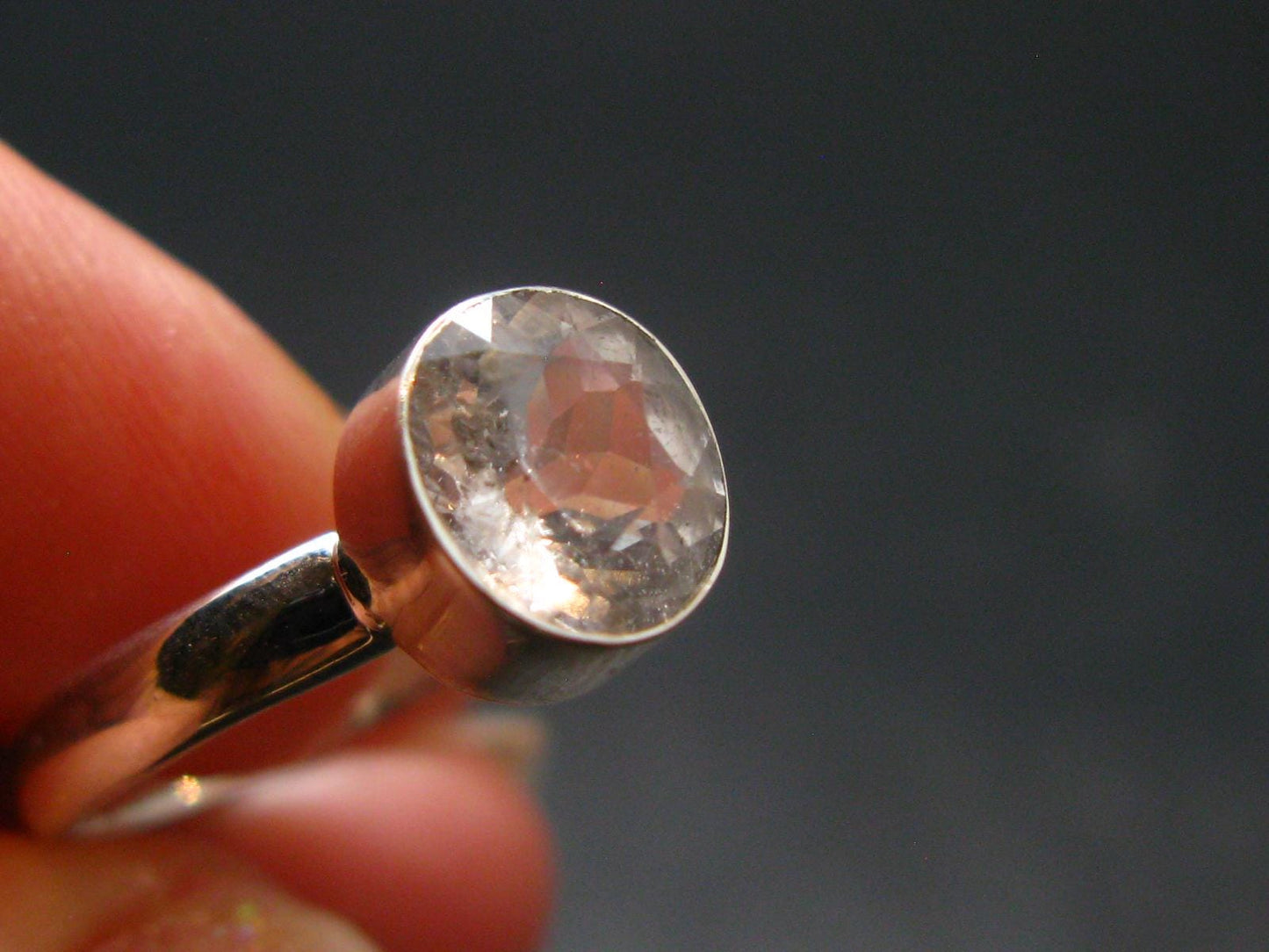 Phenakite Phenacite Crystal Facetted Silver 1.16 Carats Ring From Russia - Size 7 - 1.84 Grams