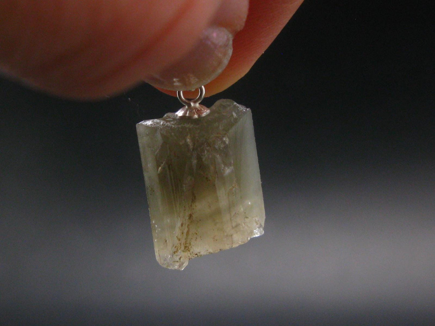 Nice Terminated Danburite Crystal Silver Pendant from Russia - 0.9" - 2.97 Grams