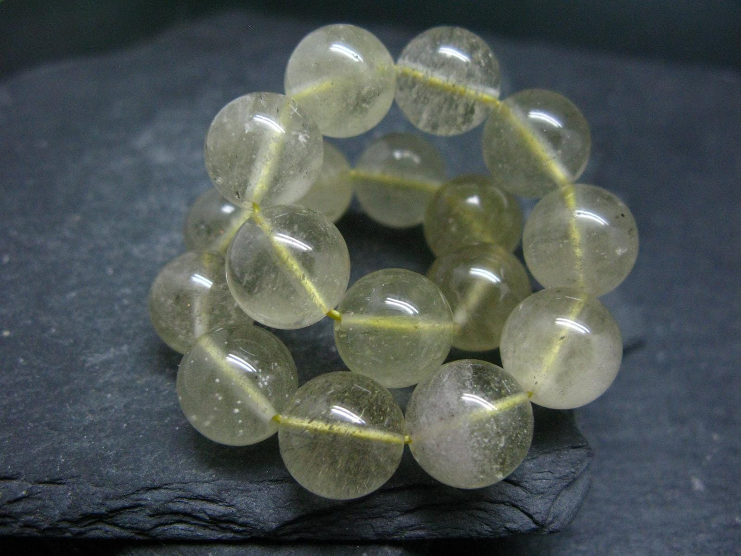 Libyan Tektite Glass Genuine Bracelet ~ 7 Inches ~ 12mm Round Beads