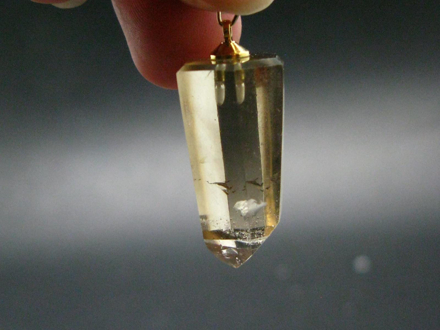Natural Unheated Citrine Sterling Silver Gold Plated Pendant from Brazil - 1.4" - 6.87 Grams