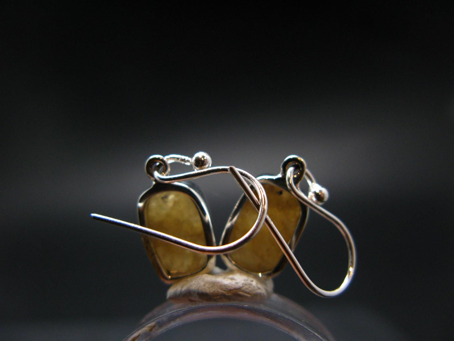 Rare Agni Gold Danburite Silver Earrings From Tanzania - 3.0 Grams - 1.1"