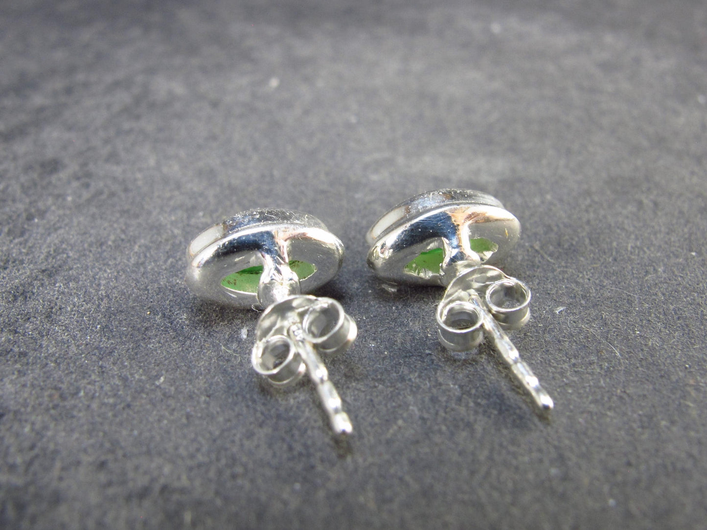 Tsavorite Gem Green Garnet Sterling Silver Earrings from Tanzania - 1.98 Grams