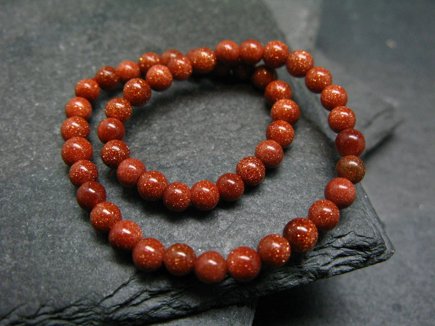 Goldstone Genuine Bracelet ~ 7 Inches ~ 4mm Round Beads